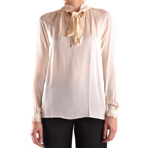 Michael Kors Flowing White Blouse With Ruffled Neckline - NWT